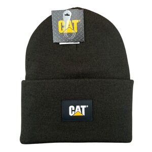 Caterpillar Men's CAT Label Cuff Beanie Army Moss One Size Knit Hat Fold-up Cuff